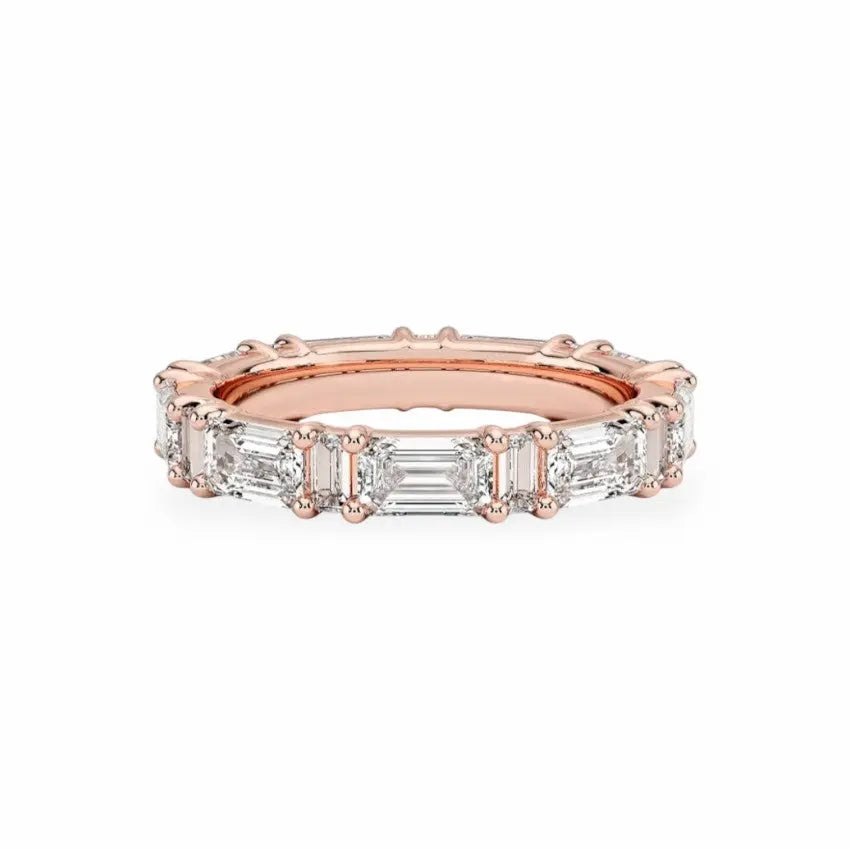 Alternating Emerald & Baguette Eternity Ring Women's Wedding Bands