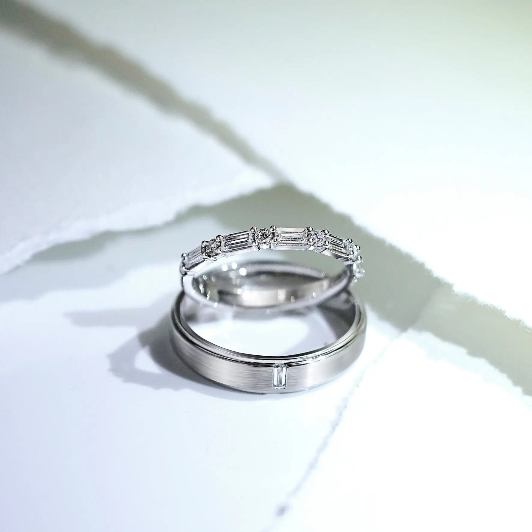 Baguette & Round Diamond Wedding Band Women's Wedding Bands
