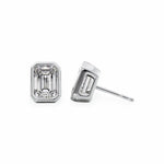 Bezel Stud Earrings Set With Emerald Lab Diamonds Earrings