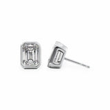 Bezel Stud Earrings Set With Emerald Lab Diamonds Earrings
