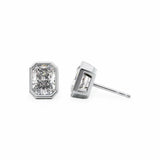 Bezel Stud Earrings Set With Radiant Lab Diamonds Earrings