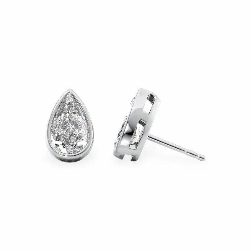Bezel Stud Earrings Set With Round Lab Diamonds Earrings