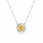 Cushion Cut Yellow Moissanite Pendant Ready To Ship