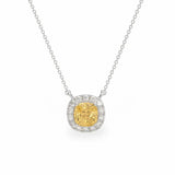 Cushion Cut Yellow Moissanite Pendant Ready To Ship