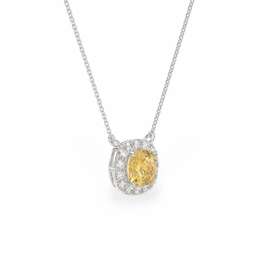 Cushion Cut Yellow Moissanite Pendant Ready To Ship