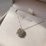 Cushion Cut Yellow Moissanite Pendant Ready To Ship