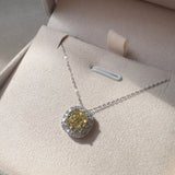 Cushion Cut Yellow Moissanite Pendant Ready To Ship