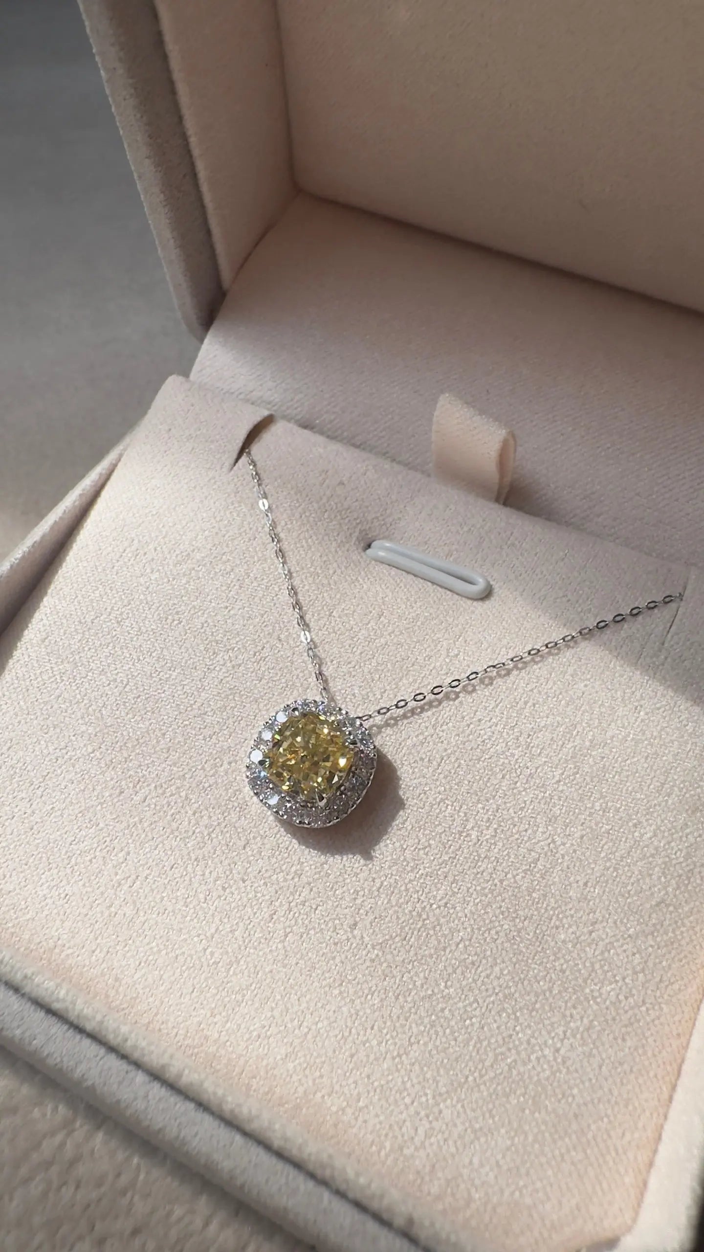 Cushion Cut Yellow Moissanite Pendant Ready To Ship