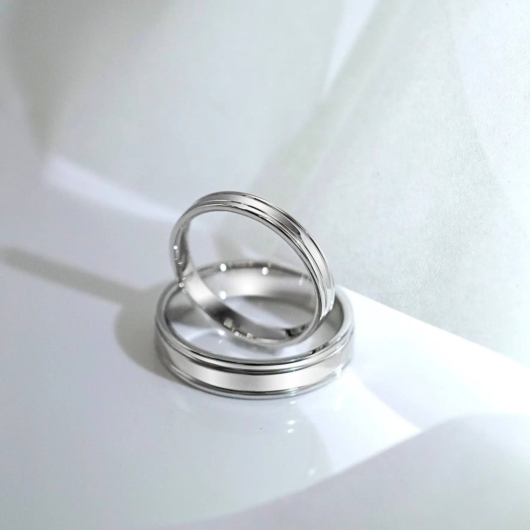 Double Groove Polished Band Women's Wedding Bands