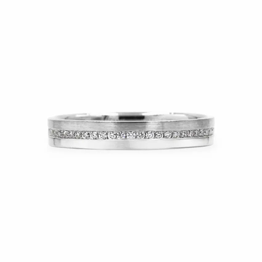 Dual Finish Channel Set Diamond Wedding Band Women's Wedding Bands