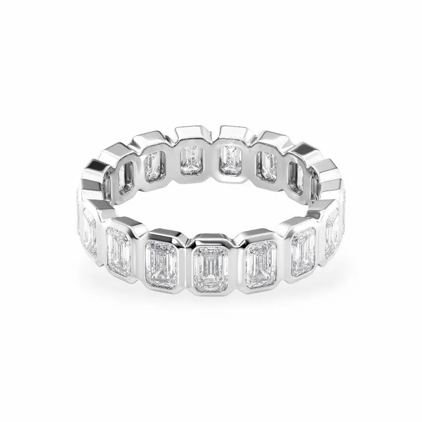 Emerald Bezel Eternity Women's Wedding Bands