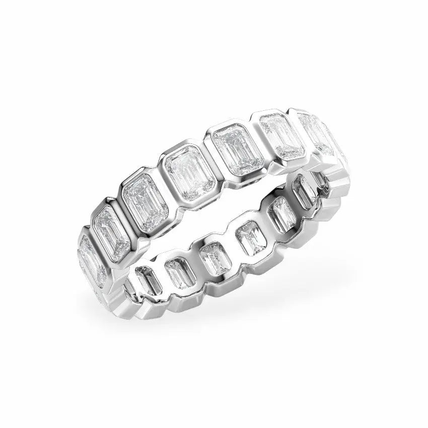 Emerald Bezel Eternity Women's Wedding Bands