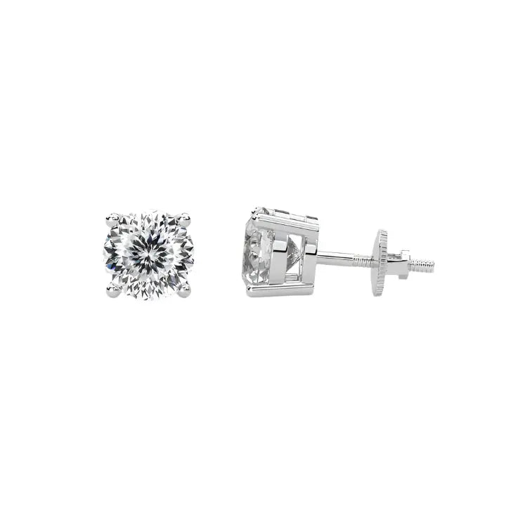 Four Prong Portuguese Cut Moissanite Stud Earrings Ready To Ship