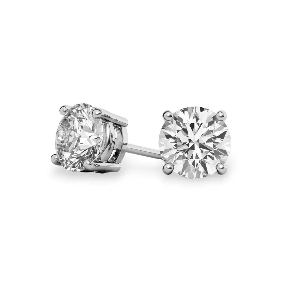 Four Prong Round Cut Moissanite Stud Earrings Ready To Ship