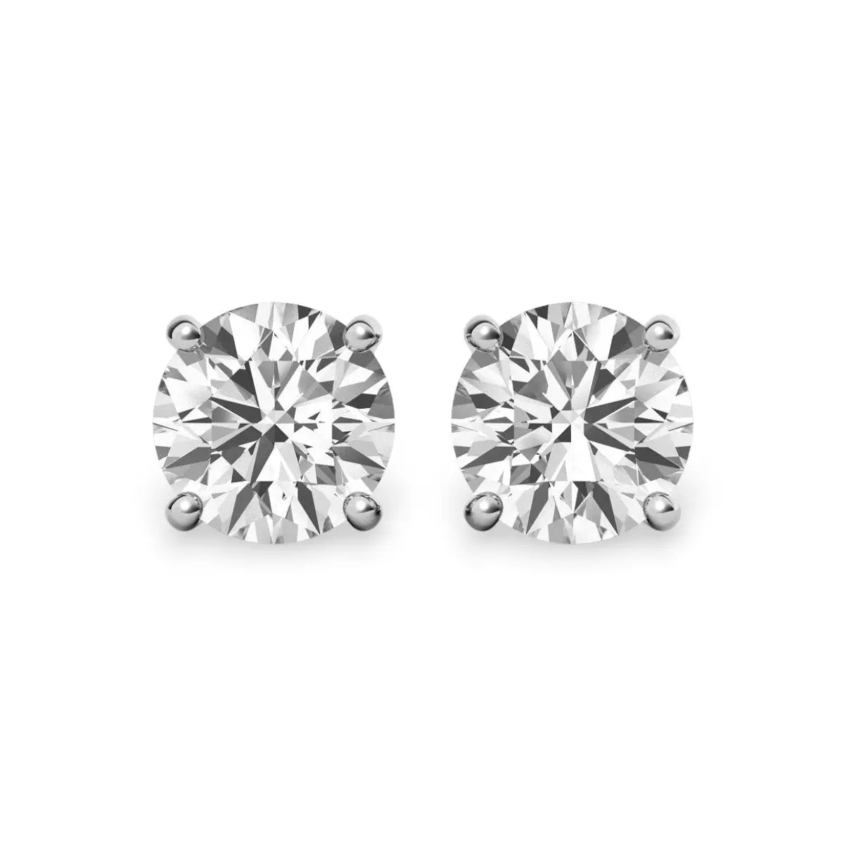 Four Prong Round Cut Moissanite Stud Earrings Ready To Ship