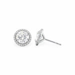 Halo Stud Earrings Set With Round Lab Diamonds Earrings