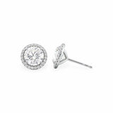Halo Stud Earrings Set With Round Lab Diamonds Earrings