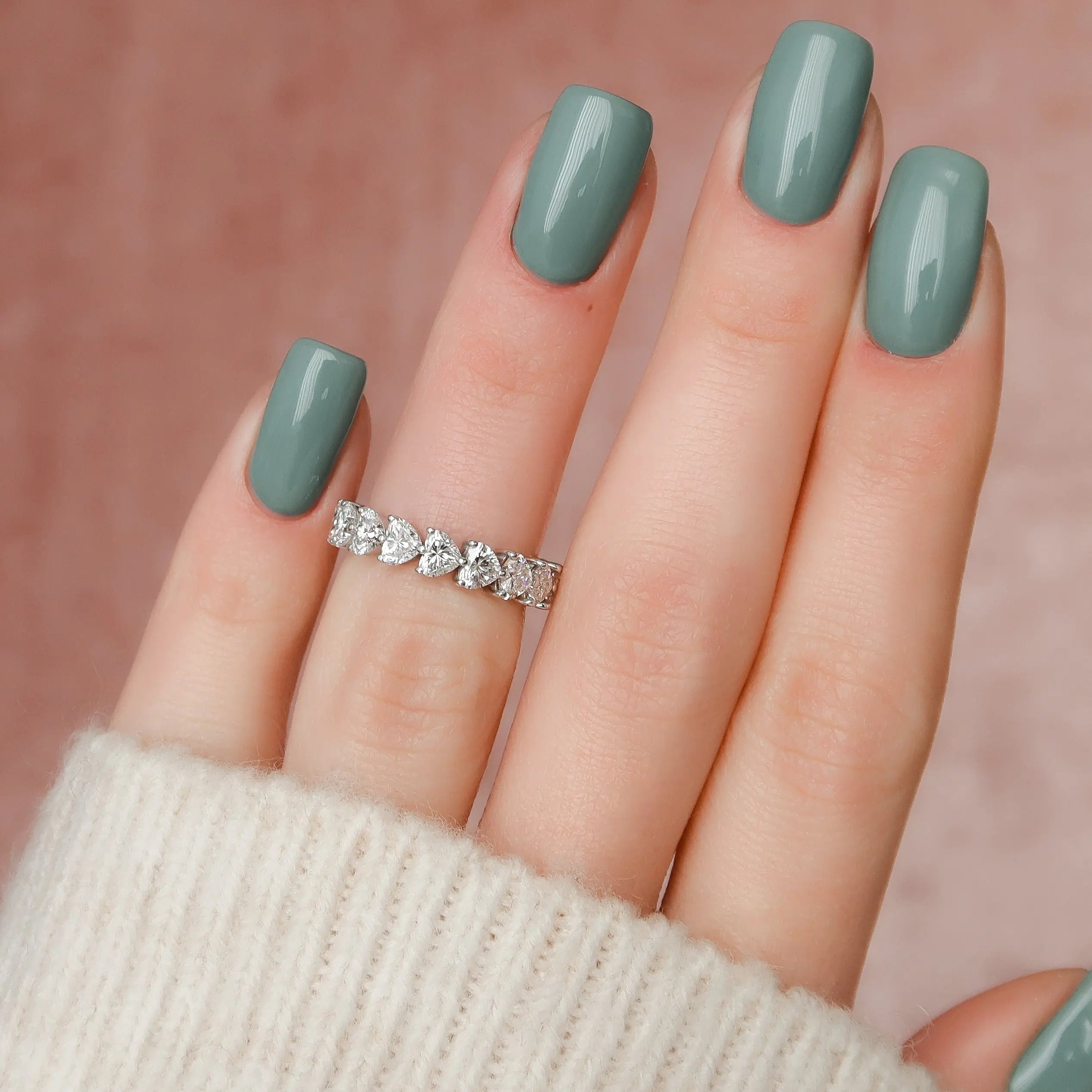 Heart Shaped Eternity Lab Diamond Ring Women's Wedding Bands