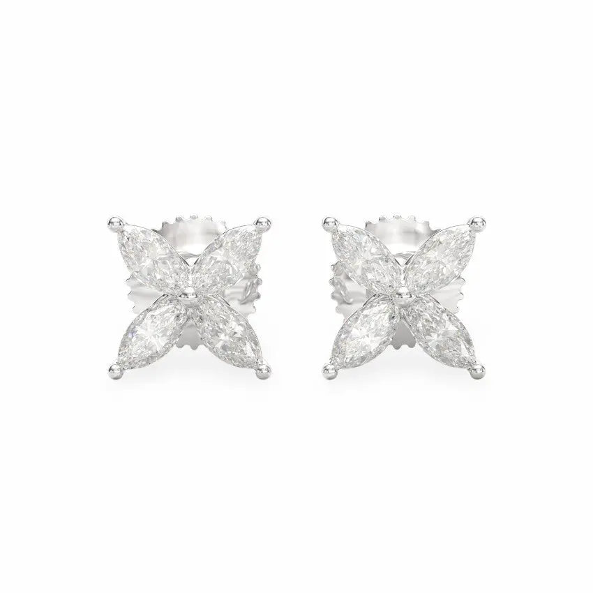 Marquise Flower Diamond Earrings Earrings