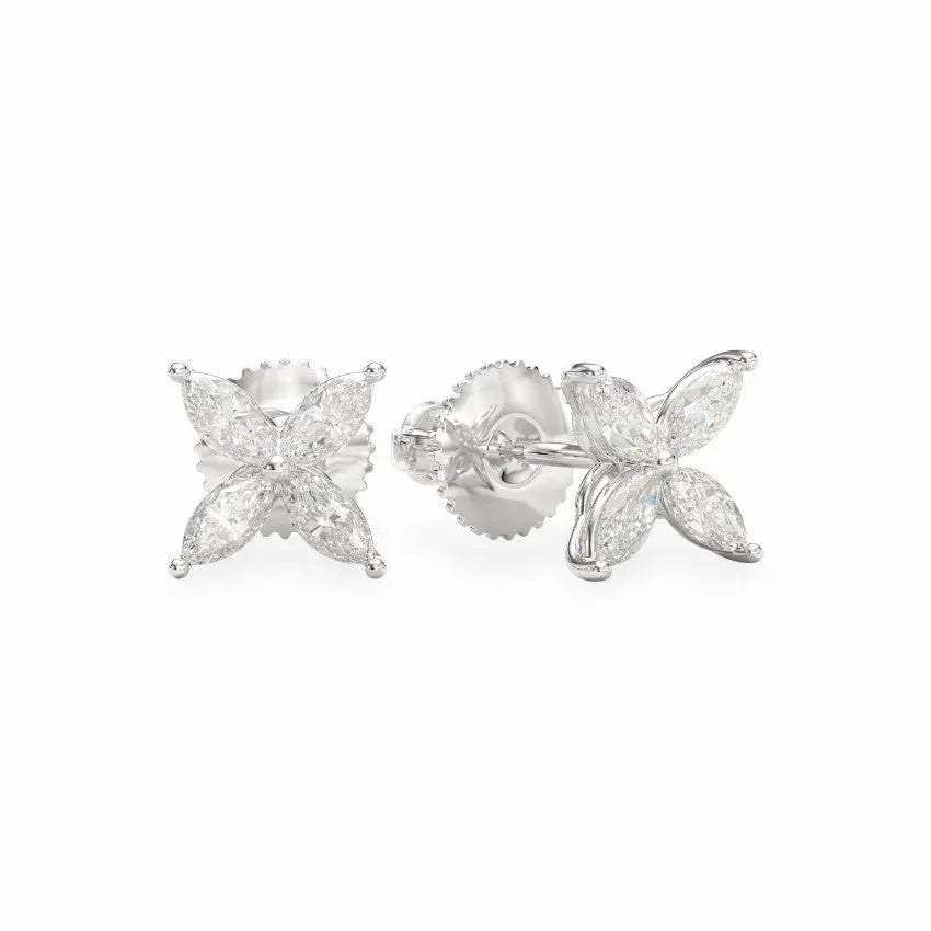 Marquise Flower Diamond Earrings Earrings