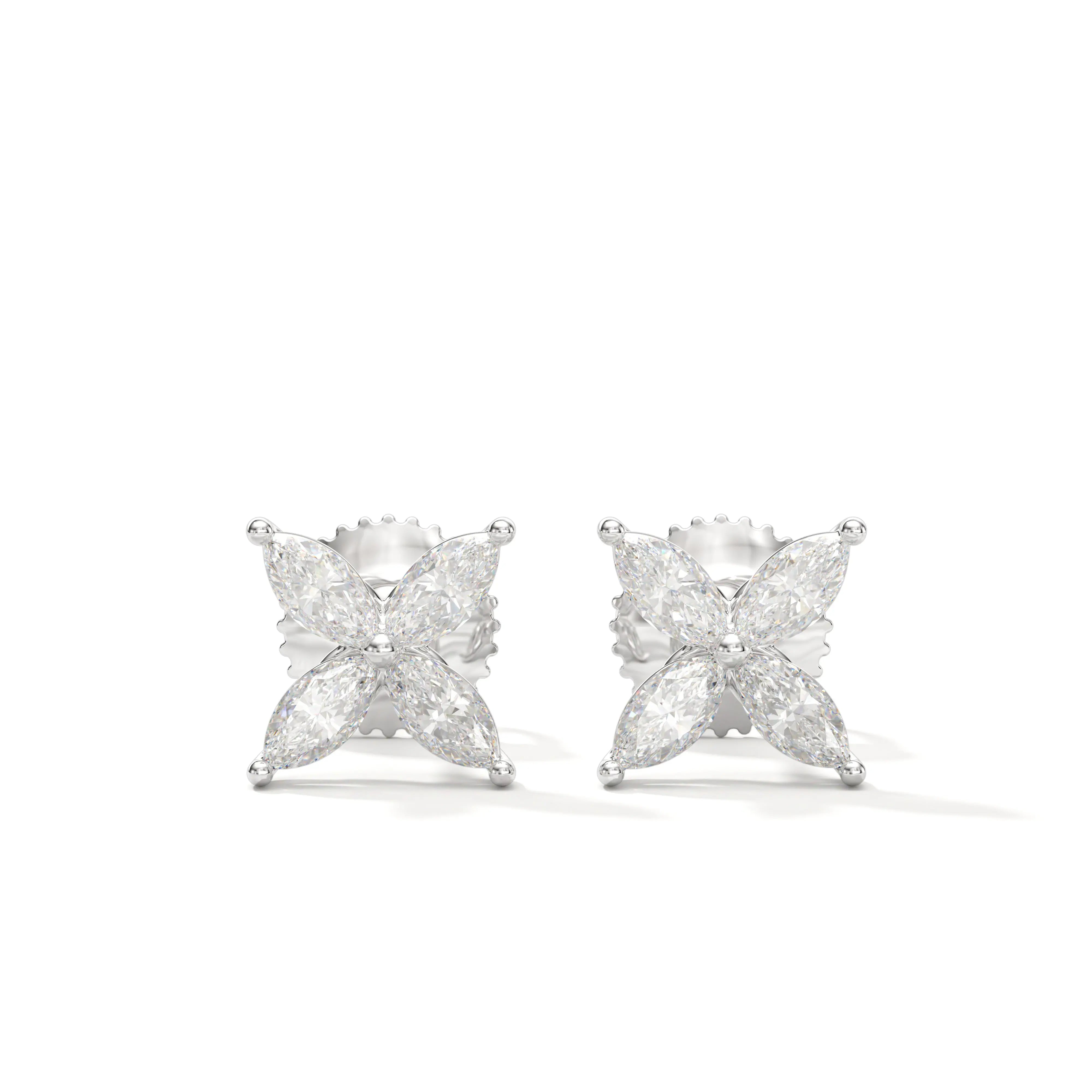 Marquise Flower Moissanite Earrings Ready To Ship