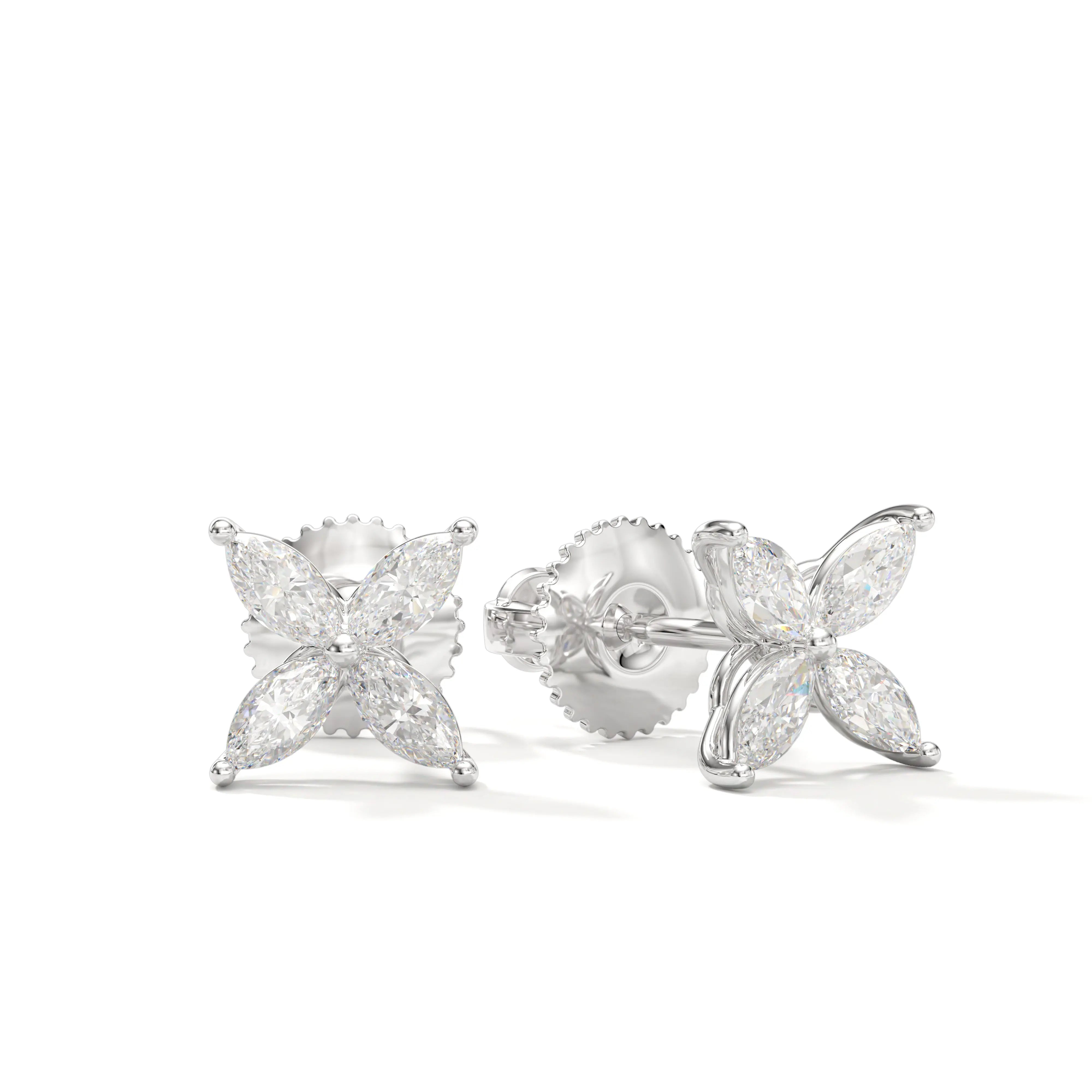 Marquise Flower Moissanite Earrings Ready To Ship