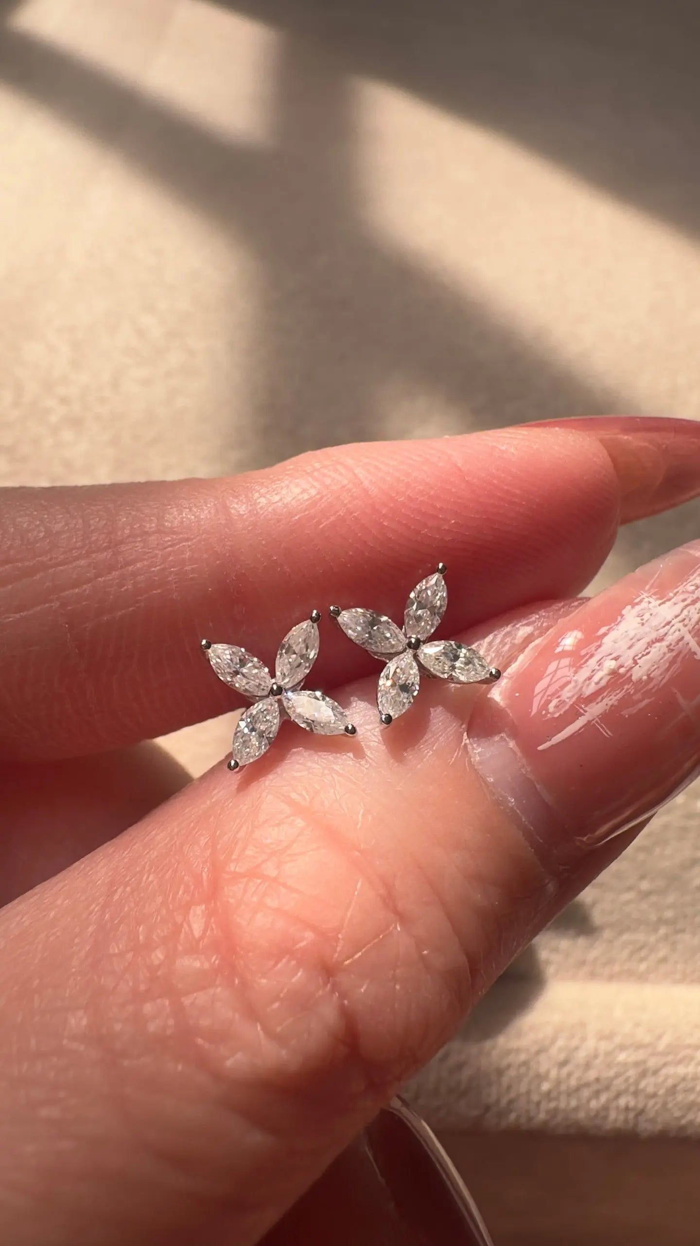 Marquise Flower Moissanite Earrings Ready To Ship