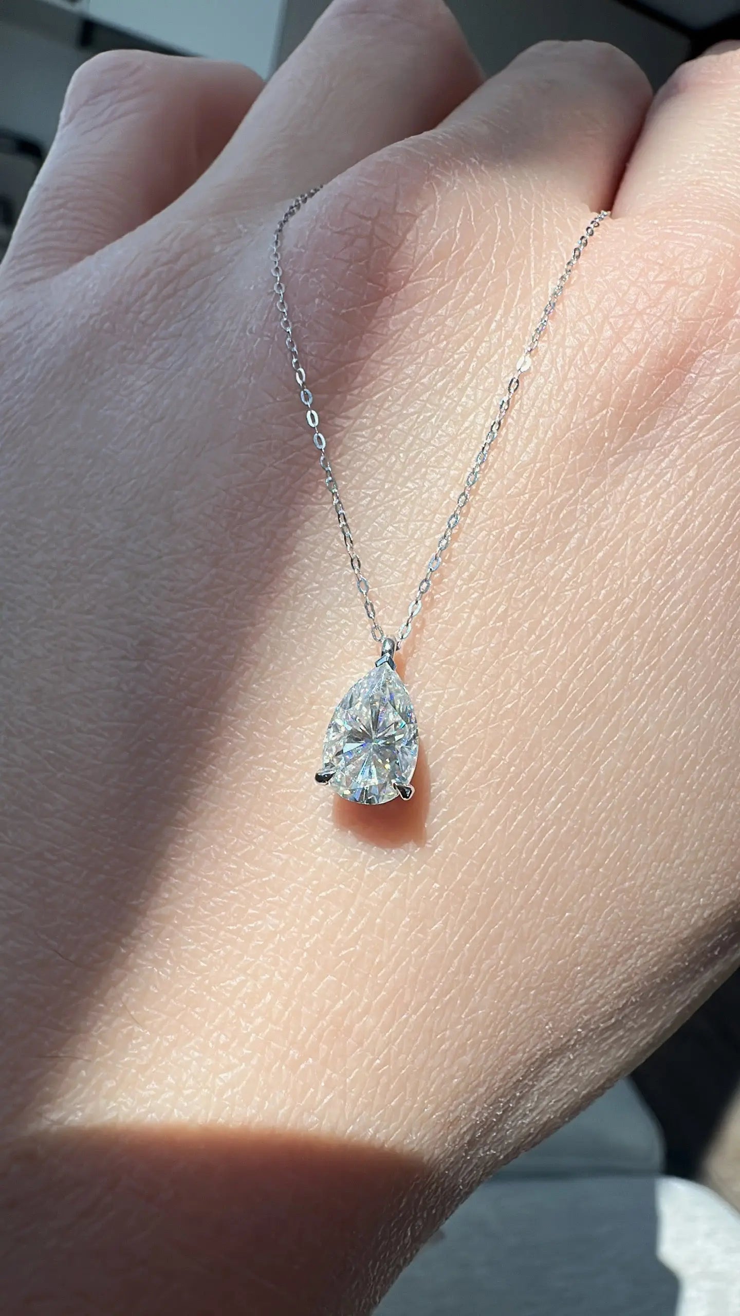Pear Cut Moissanite Solitaire Pendant Ready To Ship