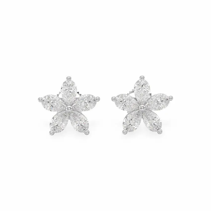 Pear-Shaped Lab Diamond Flower Stud Earrings Earrings