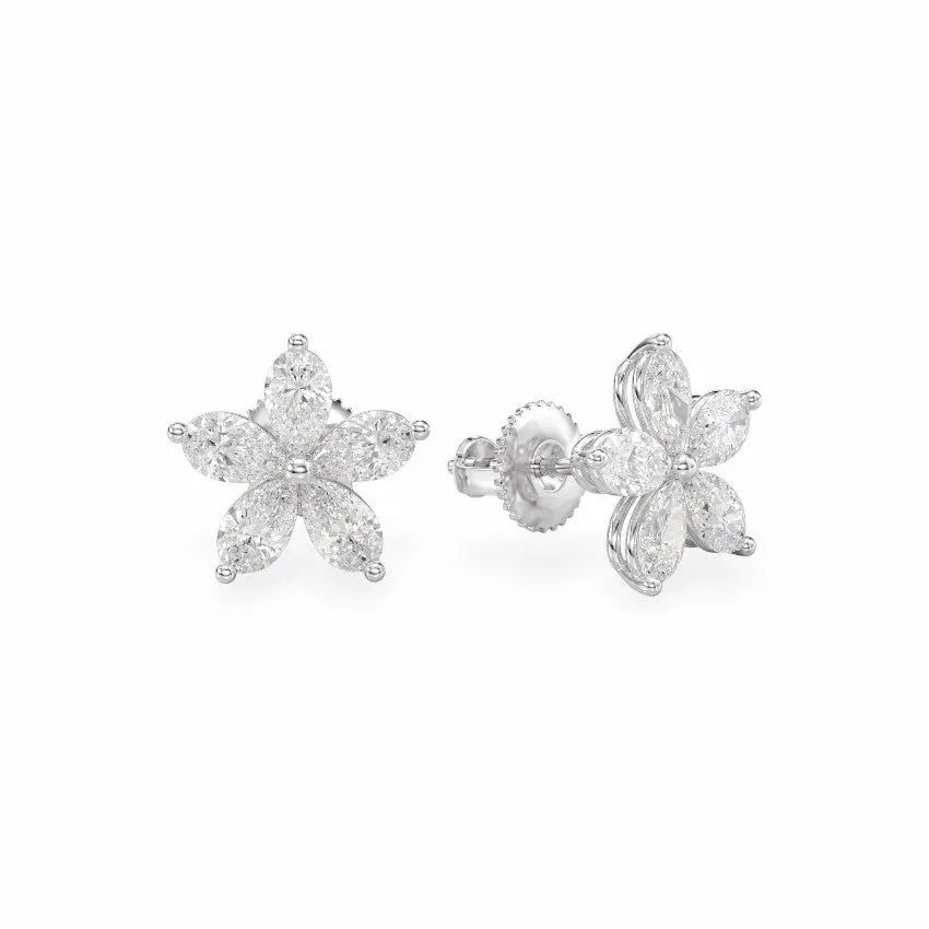 Pear-Shaped Lab Diamond Flower Stud Earrings Earrings