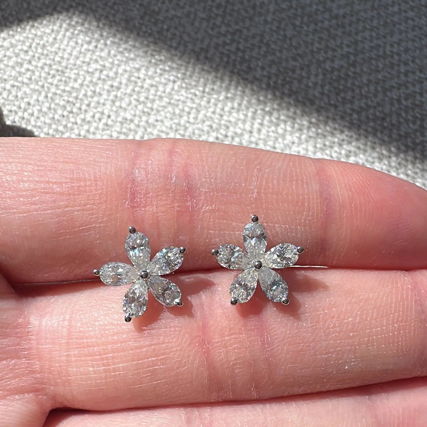 Pear-Shaped Lab Diamond Flower Stud Earrings Earrings