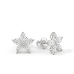 Pear-Shaped Moissanite Flower Stud Earrings Ready To Ship