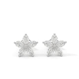 Pear-Shaped Moissanite Flower Stud Earrings Ready To Ship