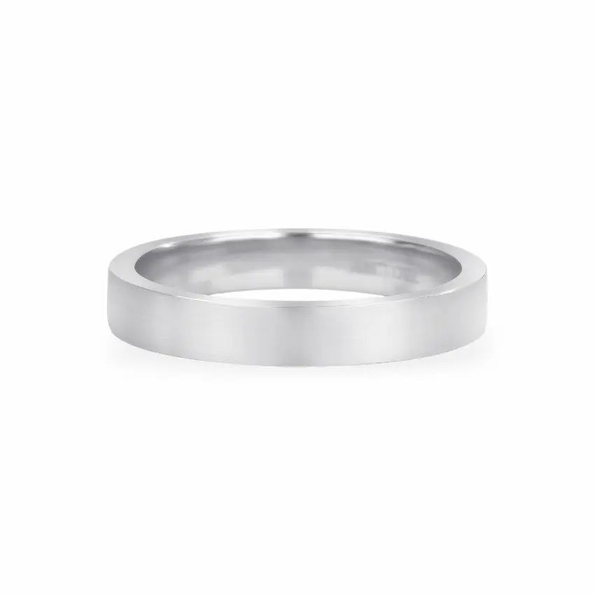 Plain Flat Satin Finished Wedding Band Men's Wedding Bands