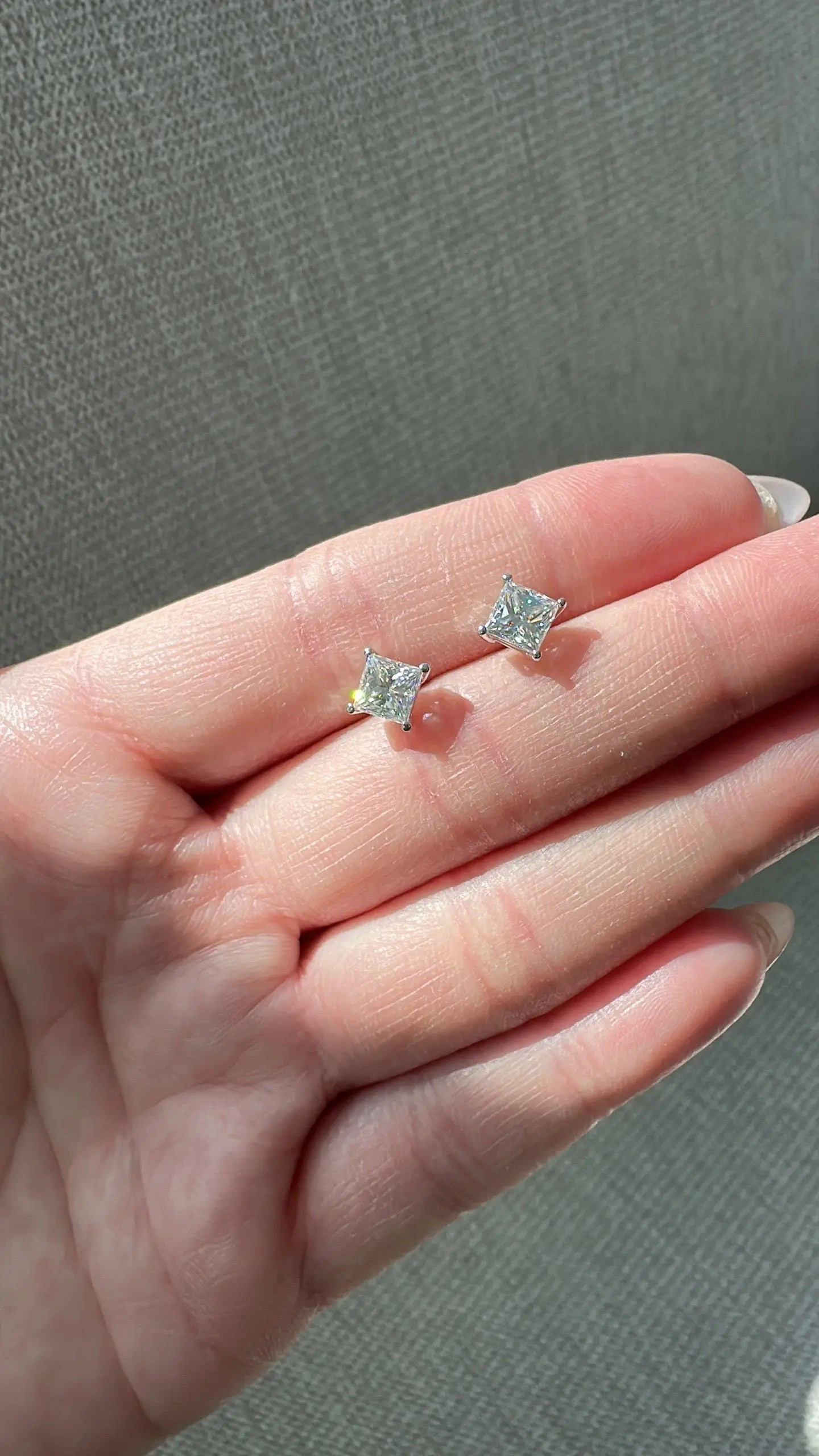 Princess Cut Moissanite Stud Earrings (2cttw) Ready To Ship