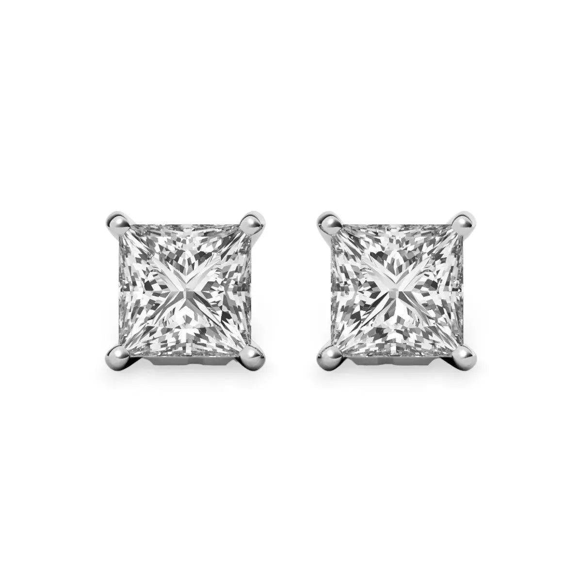 Princess Cut Moissanite Stud Earrings (4cttw) Ready To Ship