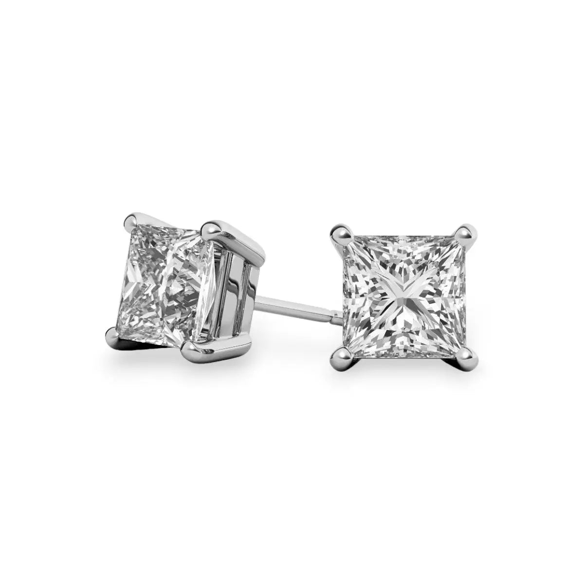 Princess Cut Moissanite Stud Earrings (4cttw) Ready To Ship