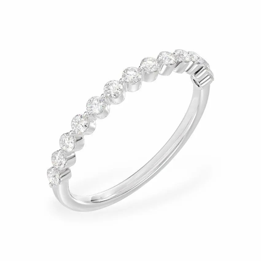 Round Lab Diamond Single Prong Band Women's Wedding Bands