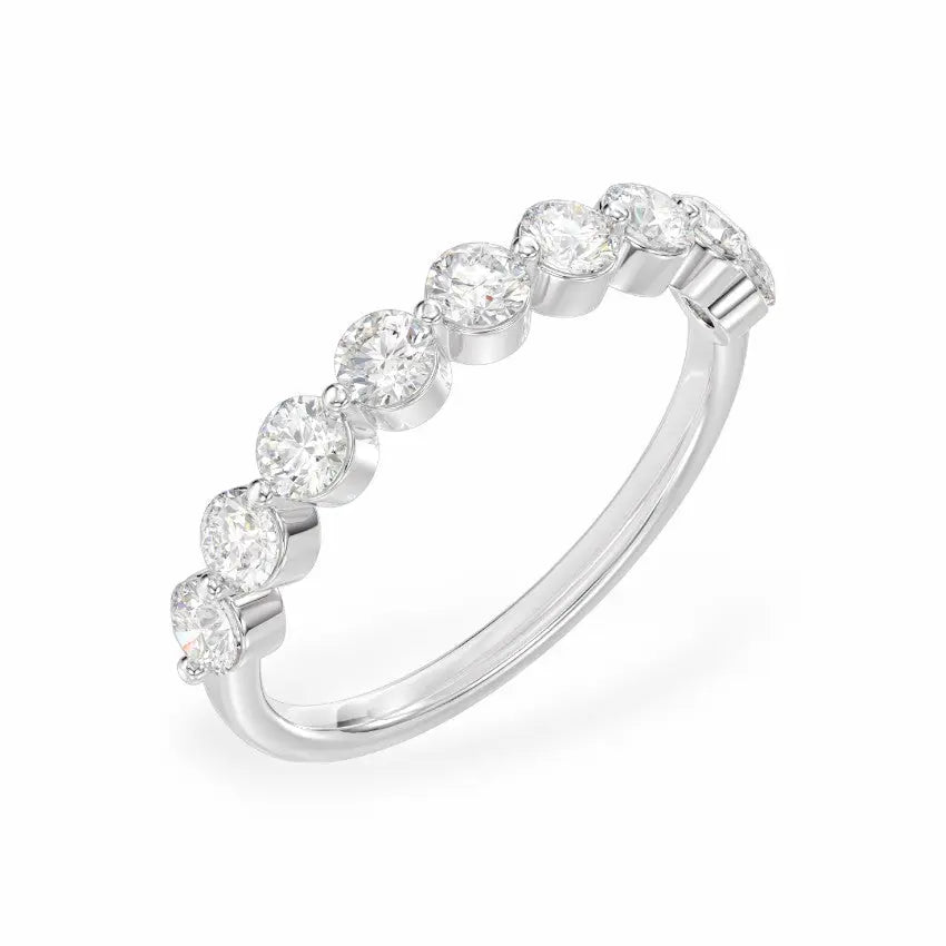 Round Lab Diamond Single Prong Band Women's Wedding Bands