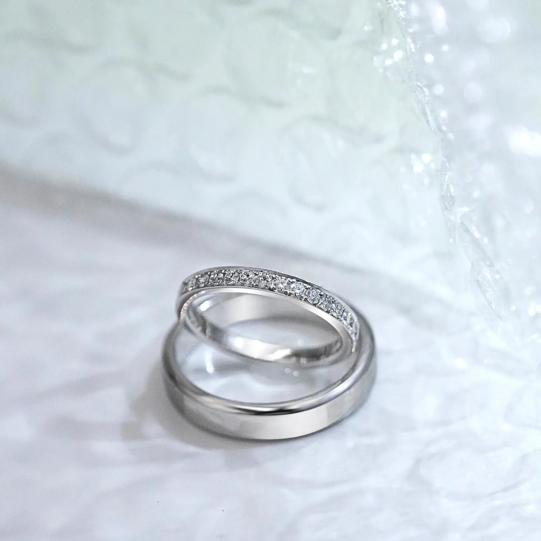 Satin Center With High Polished Drop Edge Band Men's Wedding Bands
