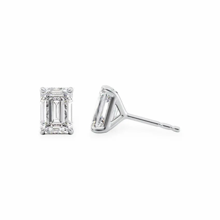 Stud Earrings Set With Emerald Lab Diamonds Earrings