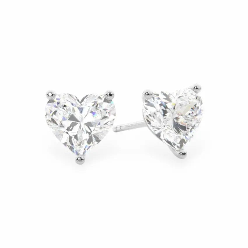Stud Earrings Set With Heart Lab Diamonds Earrings