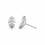 Stud Earrings Set With Marquise Lab Diamonds Earrings