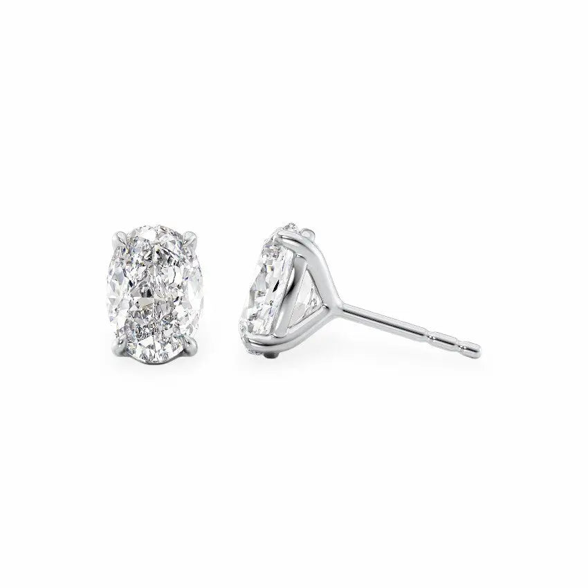 Stud Earrings Set With Oval Lab Diamonds Earrings
