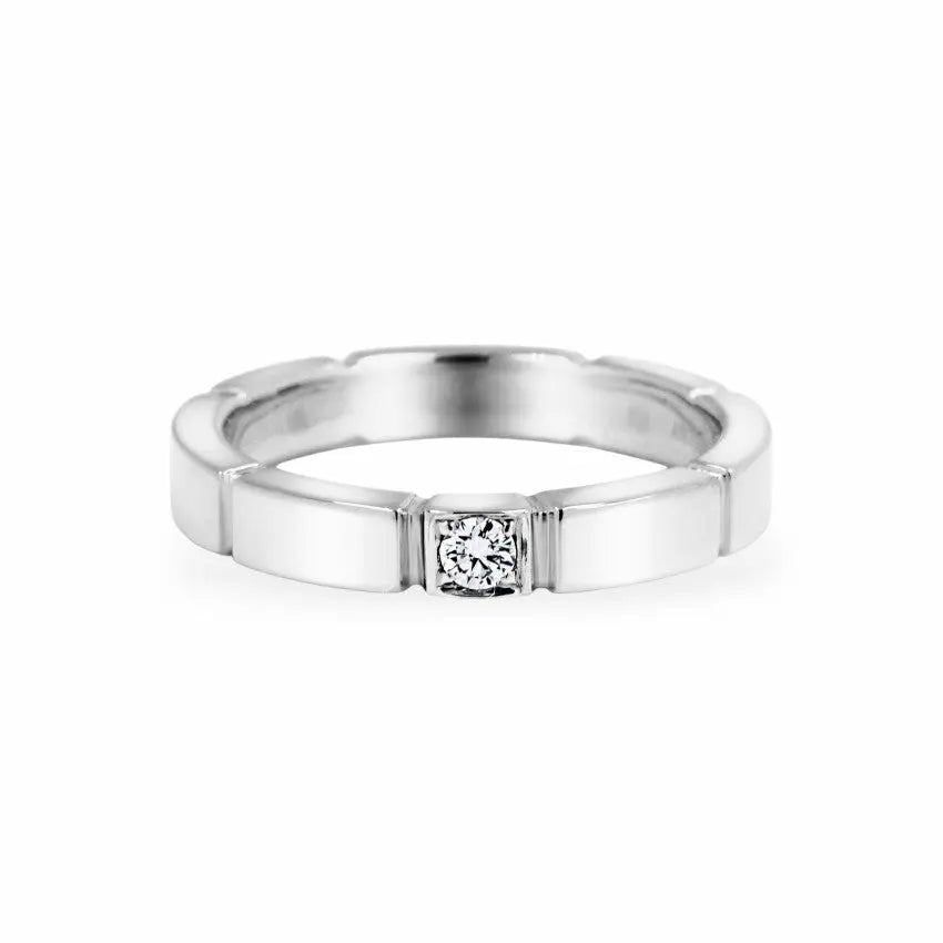 The Block Pattern Diamond Band Men's Wedding Bands