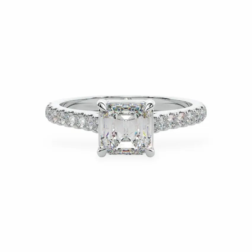The Classic Cathedral Pavé Asscher Engagement Ring Engagement Rings
