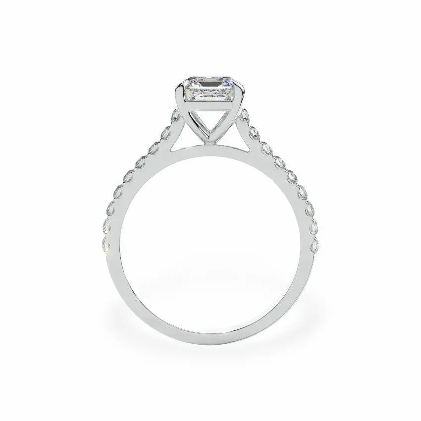The Classic Cathedral Pavé Asscher Engagement Ring Engagement Rings