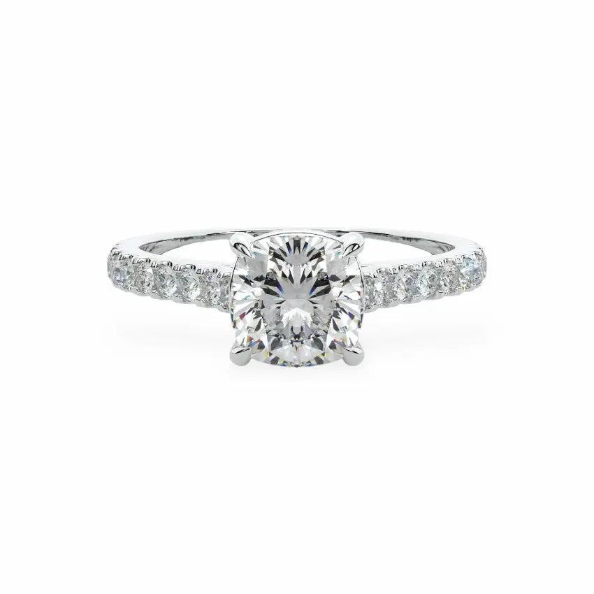 The Classic Cathedral Pavé Cushion Engagement Ring Engagement Rings