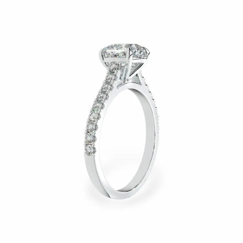 The Classic Cathedral Pavé Cushion Engagement Ring Engagement Rings