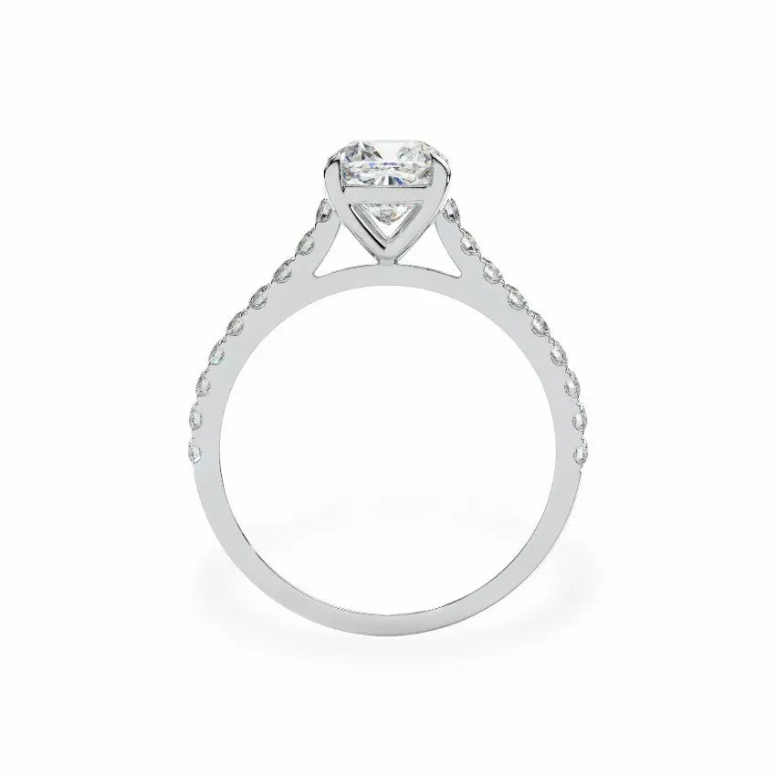 The Classic Cathedral Pavé Cushion Engagement Ring Engagement Rings